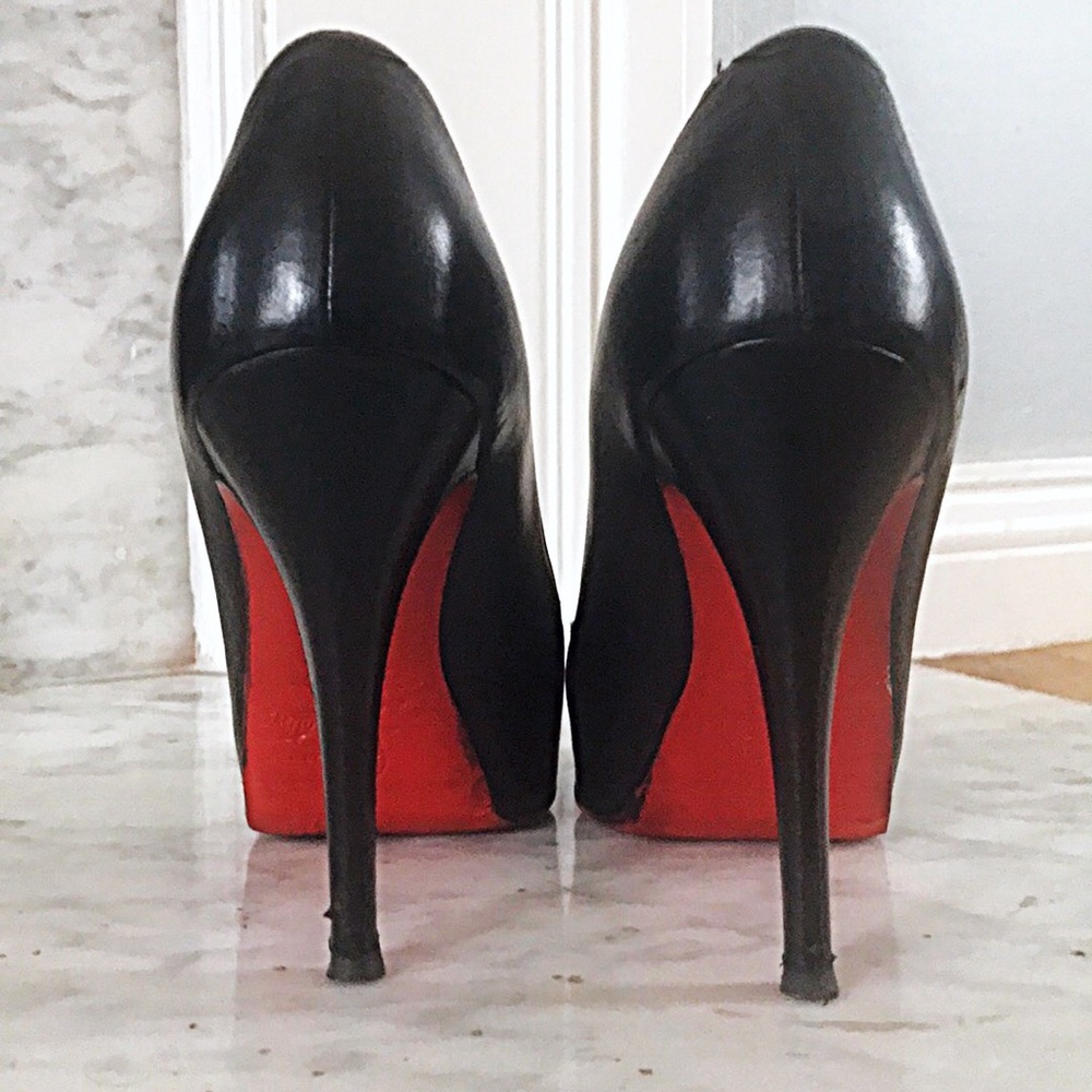 Christian Louboutin Black Leather Peep Toe heels